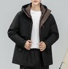半身缘男装 冬季门襟下摆撞色防风保暖中长款连帽羽绒服2359 商品缩略图0