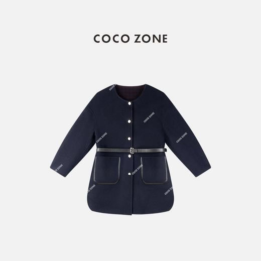 COCO ZONE 秋冬圆领气质单排扣长袖毛呢外套CC2C2254 商品图0