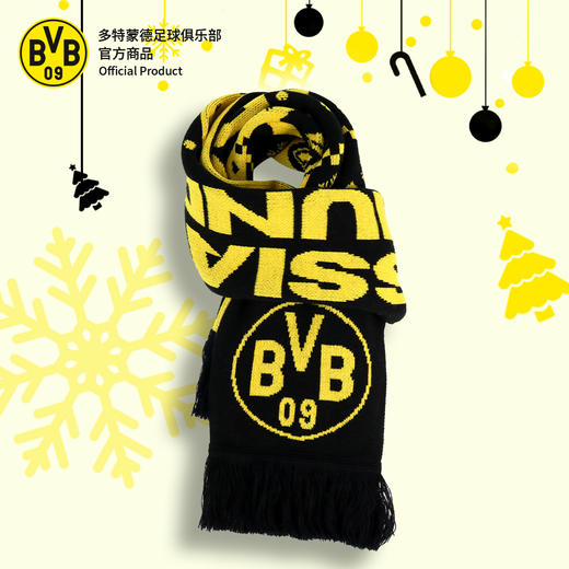 【官方正版】多特蒙德足球俱乐部｜BVB冬季圣诞黄黑针织围巾保暖球迷周边 商品图1