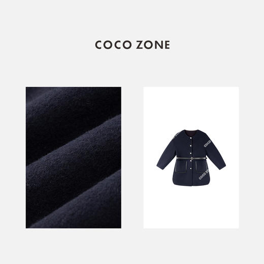 COCO ZONE 秋冬圆领气质单排扣长袖毛呢外套CC2C2254 商品图2
