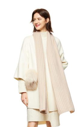 AVA 奶油色针织保暖围巾 8080