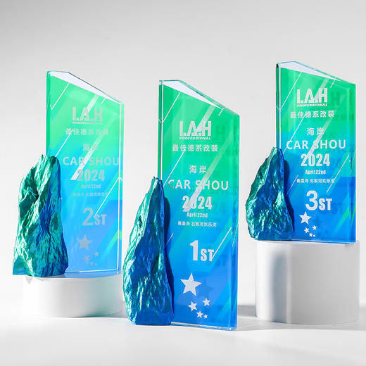 3D打印坚如磐石水晶奖杯礼品员工奖章奖励 商品图2