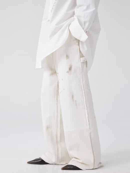 Simple Project/K242300/白色泼墨双膝牛仔裤 商品图0