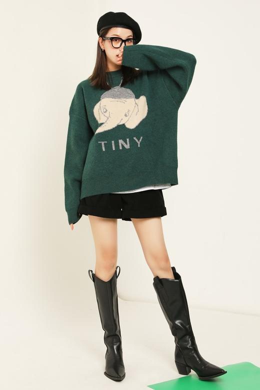 WHO KNOWS 墨绿色大象图案字母针织上衣 14837 商品图4