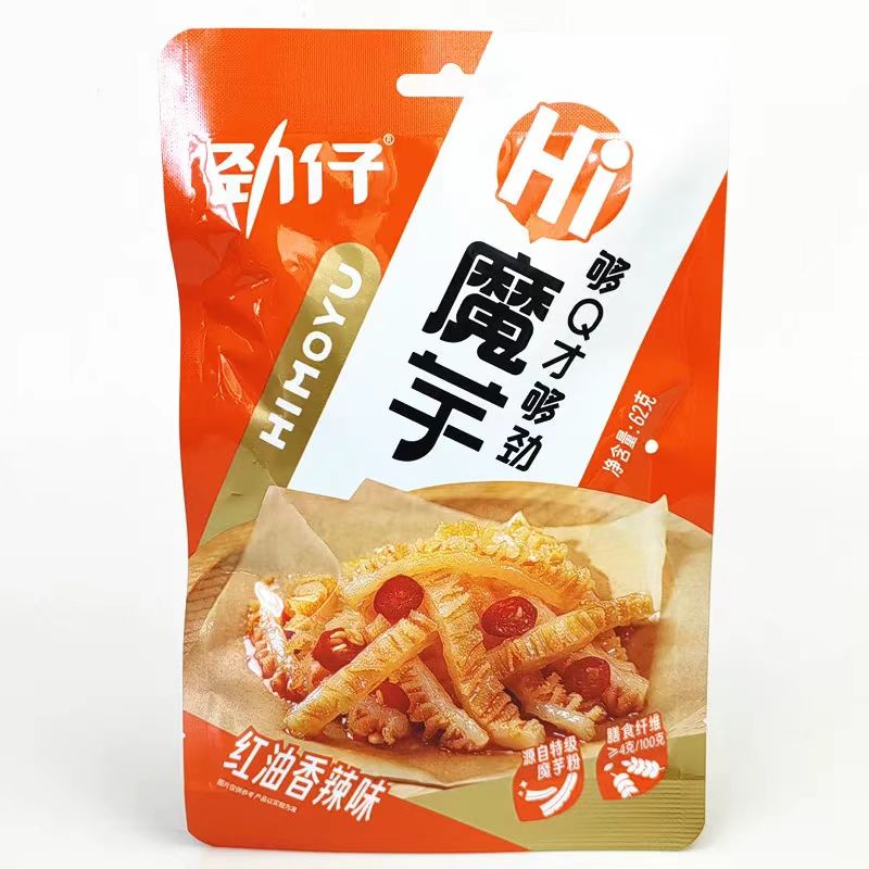 劲仔魔芋爽儿时怀旧辣条HI魔芋脆62g*4袋素毛肚休闲零食小吃袋装