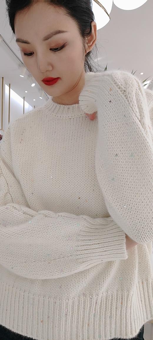 482969浣熊绒亮片毛衫，白 紫 商品图2