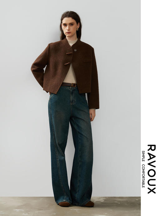 263199916怀旧水洗阔腿牛仔裤 商品图3