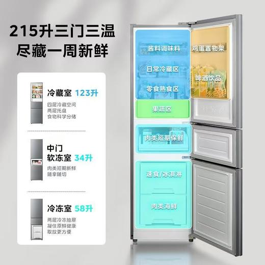 美的（Midea）冰箱_MR-225TE 三门三温钛钢灰-星烁 灰色 商品图3
