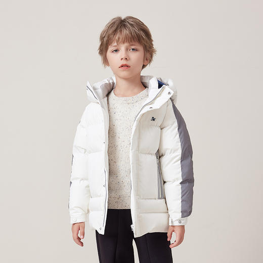 【三防】mettekids儿童羽绒服2024秋冬新款男童连帽白色加厚外套 商品图5