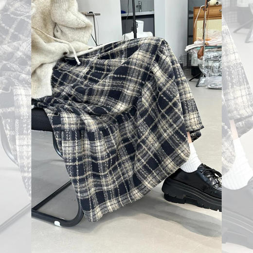 <曾小咸推荐>毛呢格纹蛋糕裙 日常价159/件 活动价89.99 ！【预售款，预计3-15天发货】 商品图0