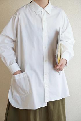 ECOLE DE CURIOSITES 长袖不对称设计衬衫(两边可分离)