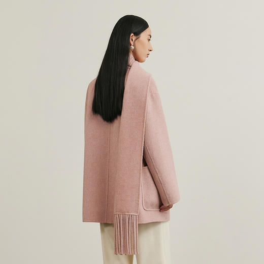 NEELLY纳俪商场同款冬季新款绵羊毛双面呢大衣女围巾领大衣外套N24111N01135 商品图1