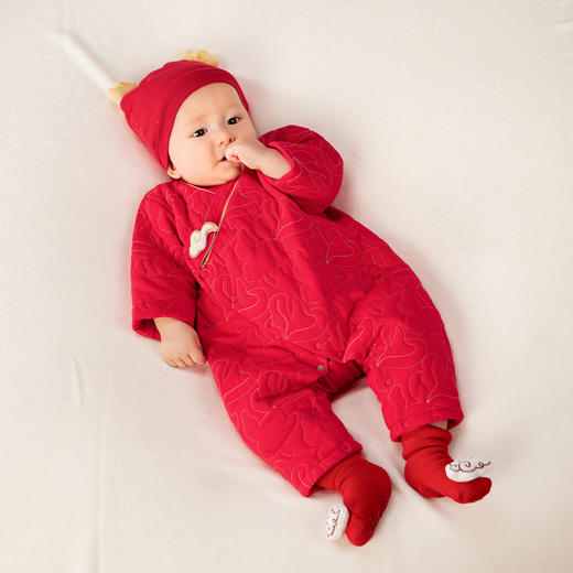 【新年季】迷你巴拉男女童夹棉连体衣宝宝国风拜年爬服联名款 商品图2