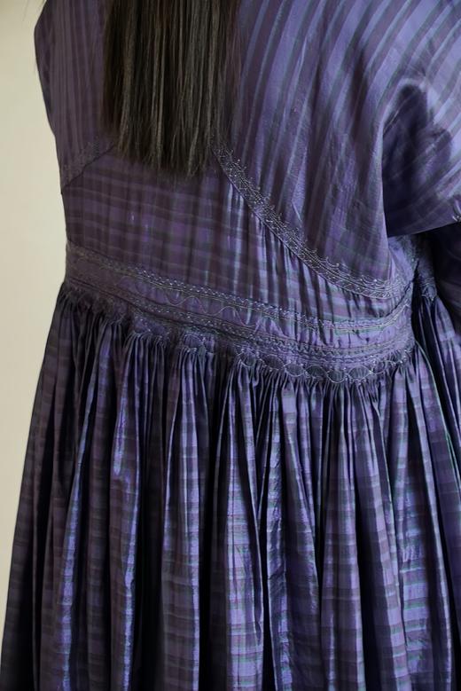 MAKU textiles｜真丝刺绣格纹交叠式连衣裙 商品图6