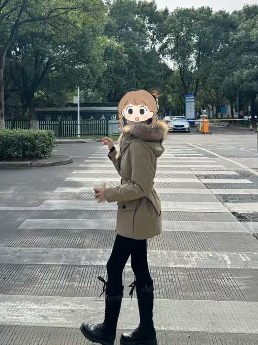 高端鹅绒毛领工装羽绒服！女款中长款修身收腰2024新款派克服加厚冬 商品图4