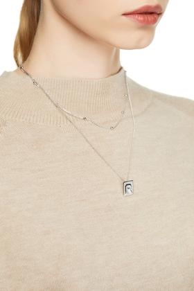 Time Made 方形字母吊坠双层项链 8002