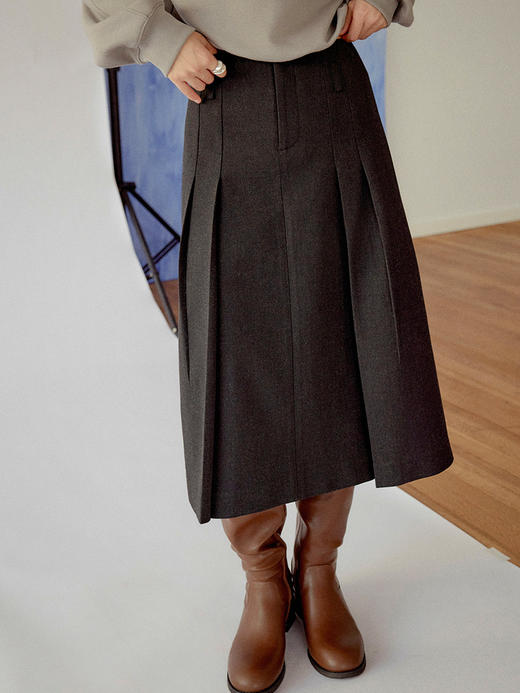 【现货】Even Vintage|经典优雅 高ji质感秋冬连腰设计知性百搭半裙 商品图4