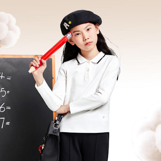 女童翻领长袖针织衫秋季新款安奈儿童装EG431544 商品图2