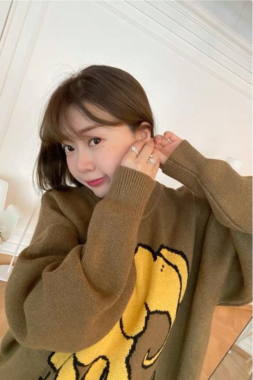 WHO KNOWS 可爱款大象河马图案针织两穿上衣 14827 商品图2