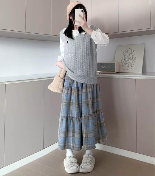 <曾小咸推荐>毛呢格纹蛋糕裙 日常价159/件 活动价89.99 ！【预售款，预计3-15天发货】 商品图2