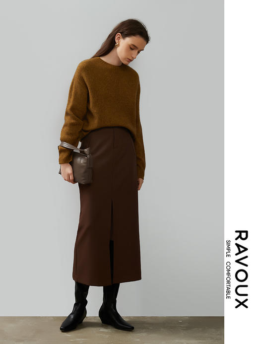 263129915前片开叉高腰半裙 商品图1