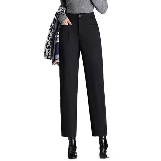 MYX-CY-8869-L简约宽松显瘦休闲直筒裤24年秋冬款通勤高腰九分裤修身遮胯锥形裤 商品图4