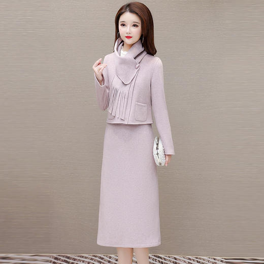 时尚毛套装裙上衣+半身裙+围巾三件套QYM- HL-24NF091-Y 商品图0