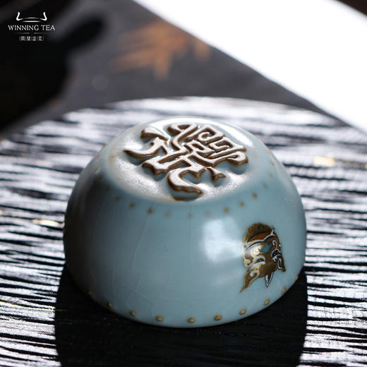 问鼎汝瓷虎首战鼓杯（描金绘画百兽） 商品图4