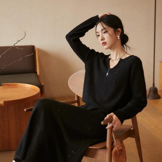 【Ma*a同款】SUSX 美利奴羊毛混纺桑蚕丝 亮钻针织上衣C12TJ-99936S（3-7天发货） 商品图3