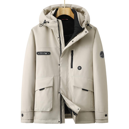 【特大码】【新款DPX】大依优型大码潮款工装连帽羽绒服鸭绒外套休闲胖子大码男休闲宽松加肥加大上衣300斤 商品图1