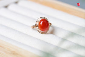 【芸乐】18K金镶南红戒指