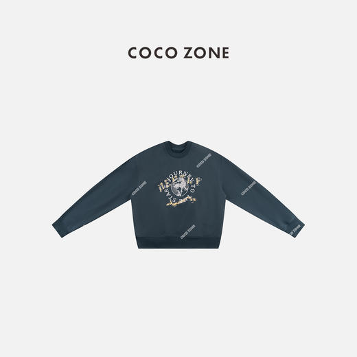 COCO ZONE 100棉圆领字母卫衣时尚落肩袖上衣CC2D2510 商品图0