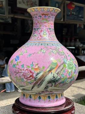 粉色扒花锦绣前程赏瓶