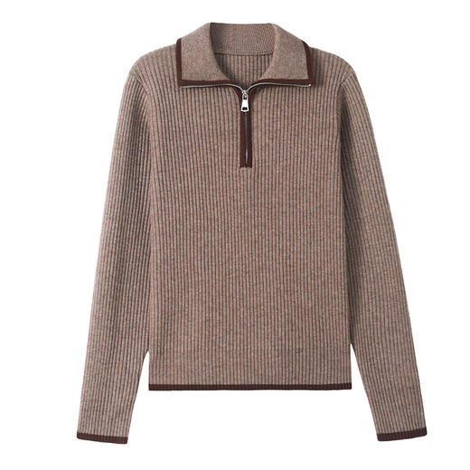 MY-1169 2024年秋冬季新款拉链翻领设计感年轻毛衣针织打底衫减龄通勤上衣 商品图4