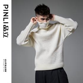 PINLI品立2024秋冬新款男士高领简约百搭毛衣纯色宽松休闲毛衣潮GD243410464