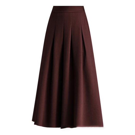 MYX-LDNS-8877-L中长款毛呢百褶大摆裙时尚加厚A字裙伞裙2024年秋冬款高腰半身裙 商品图4