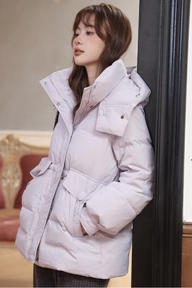 LNNNS 减龄连帽收腰白鸭绒羽绒外套 19475