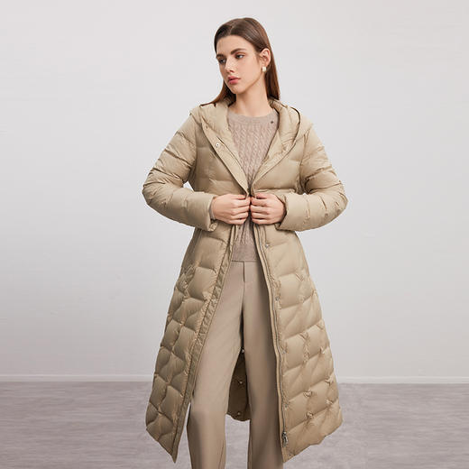 【中长款连帽羽绒服】24年秋冬新品女士90白鹅绒防风保暖中长款外套 商品图1