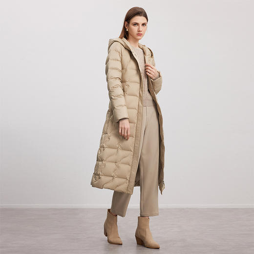 【中长款连帽羽绒服】24年秋冬新品女士90白鹅绒防风保暖中长款外套 商品图2