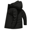 半身缘男装 冬季门襟下摆撞色防风保暖中长款连帽羽绒服2359 商品缩略图5
