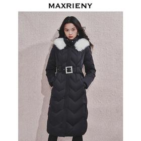 MAXRIENY精致优雅感羽绒服长款日字扣收腰设计24冬新款保暖外套女(货号:MF85DC751)