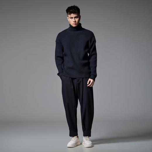 PINLI品立2024秋冬新款男士高领简约百搭毛衣纯色宽松休闲毛衣潮GD243410464 商品图2