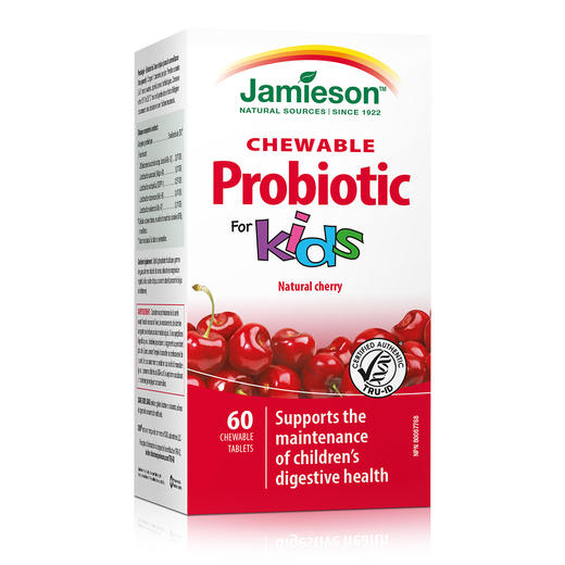 Jamieson儿童益生菌咀嚼片60粒50亿活菌呵护肠道3岁以上减少肚肚不适 商品图6