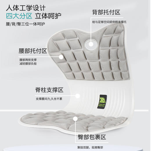 心选丨【思菲其护腰坐垫，升级四代】人体工学椅护腰坐垫，办公室久坐神器 商品图2
