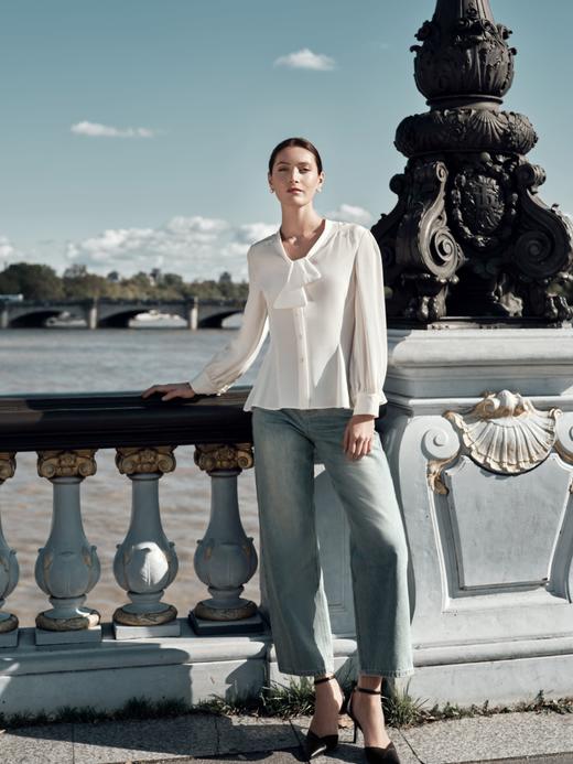 MaisonQiXin CC231210 立裁修身减龄交叠领真丝衬衫 商品图2