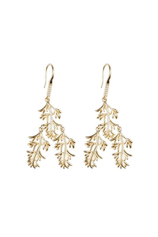 Time Made 枝叶造型锆石耳环 8015 商品图1