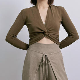 AddOne+1 运动瑜伽休闲时尚前交叉系带螺纹长袖外搭