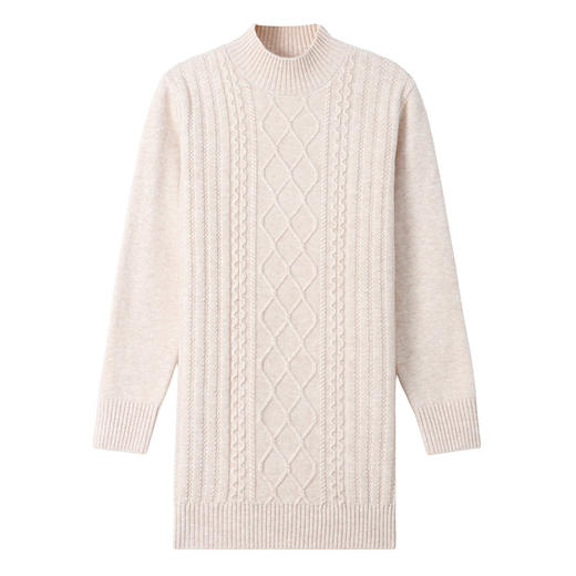 CC-101-31739中长款厚款毛衣女2024秋冬新款半高领羊毛针织内搭毛衣裙女 商品图4