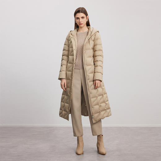 【中长款连帽羽绒服】24年秋冬新品女士90白鹅绒防风保暖中长款外套 商品图3