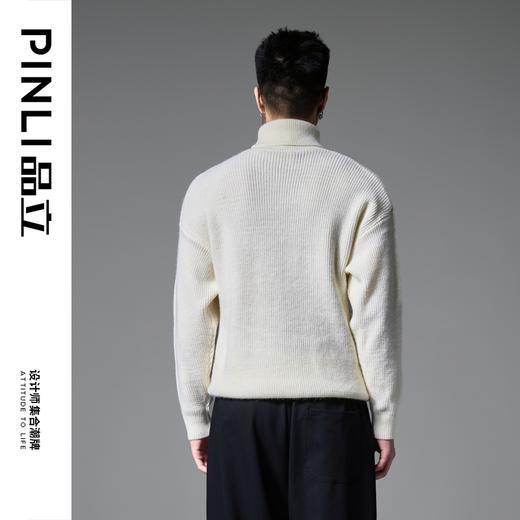 PINLI品立2024秋冬新款男士高领简约百搭毛衣纯色宽松休闲毛衣潮GD243410464 商品图3